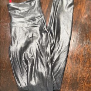 SPANX Black Shiny Faux Leather Leggings